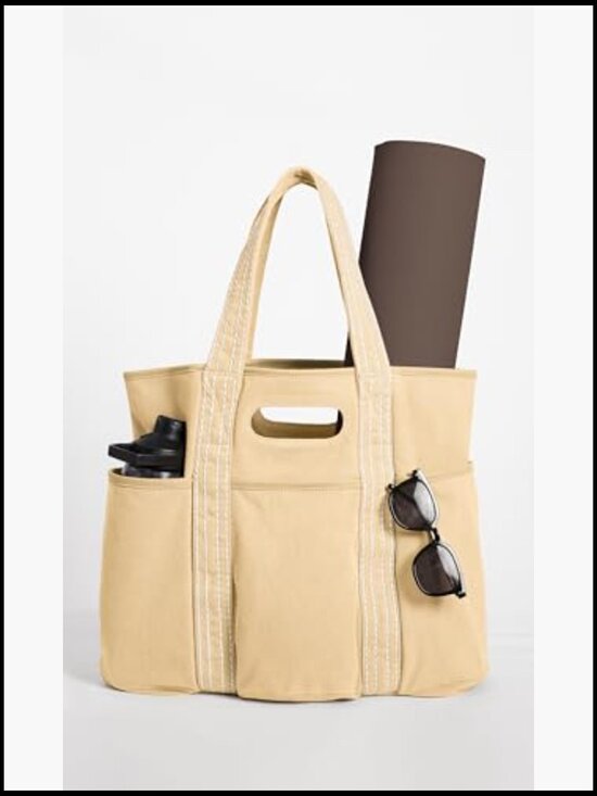 Beach Tote Bag: Large Canvas Beach Bag | Nylon & Polyester  Oversized Canvas Tote Bag Large Capacity Open Top Shoulder Bag for Travel Beach